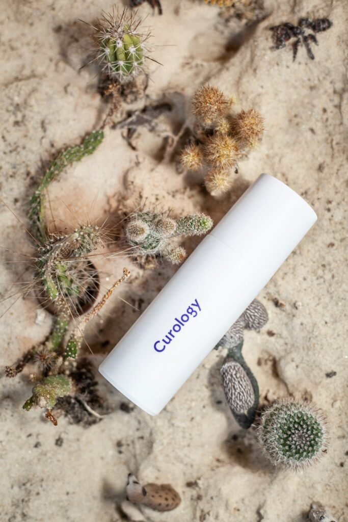 Clinical skincare preparation on a neutral surface