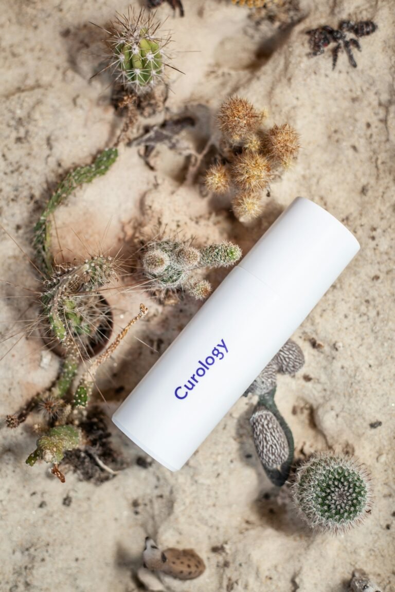 Clinical skincare preparation on a neutral surface